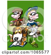 Clipart School Boys With Animals Royalty Free Illustration