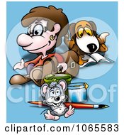 Clipart Mouse School Boy And Dog Royalty Free Illustration