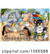 Poster, Art Print Of Beach Animals Playing In The Sand