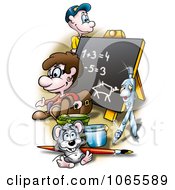 Clipart Mouse And School Kids Royalty Free Illustration