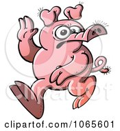 Clipart Protesting Pig Walking Away Royalty Free Vector Illustration by Zooco
