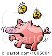 Poster, Art Print Of Piggy Bank Jumping To Catch Coins