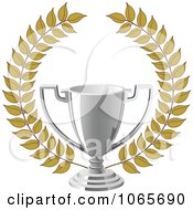 Clipart Silver Trophy Cup Laurel Royalty Free Vector Illustration