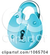 Clipart 3d Round Blue Padlock Royalty Free Vector Illustration