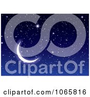 Clipart Crescent Moon And Sparkly Stars Royalty Free Vector Illustration by michaeltravers #COLLC1065816-0111