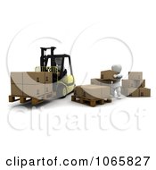 Clipart 3d White Character Forklift Operator Royalty Free CGI Illustration