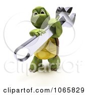 Poster, Art Print Of 3d Tortoise Holding A Spanner Wrench