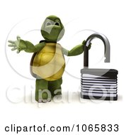 Clipart 3d Tortoise With An Open Padlock Royalty Free CGI Illustration