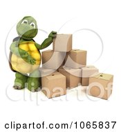 Poster, Art Print Of 3d Tortoise With Shipping Boxes