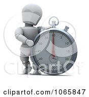 Poster, Art Print Of 3d White Character By A Stopwatch