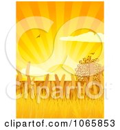 Poster, Art Print Of Wheat Fields Under An Orange Sunset