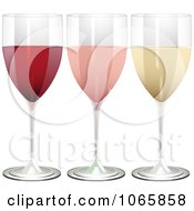 Poster, Art Print Of 3d Glasses Of Red Rose And White Wine