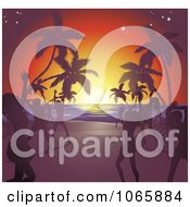 Poster, Art Print Of Silhouetted Ladies Dancing On A Tropical Beach