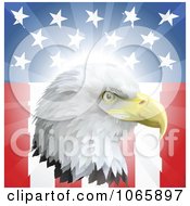 Clipart Bald Eagle Head Over An American Flag Royalty Free Vector Illustration