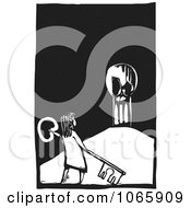 Clipart Girl Holding A Skeleton Key Royalty Free Vector Illustration