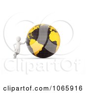 Poster, Art Print Of 3d White Person Leaning Against A Globe