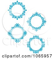 Clipart Floral Blue Frames 1 Royalty Free Vector Illustration