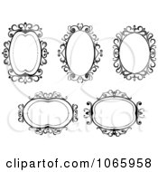 Clipart Floral Black And White Frames 3 Royalty Free Vector Illustration