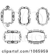 Clipart Floral Black And White Frames 1 Royalty Free Vector Illustration