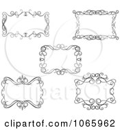 Clipart Floral Black And White Frames 9 Royalty Free Vector Illustration