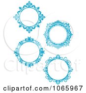 Clipart Floral Blue Frames 2 Royalty Free Vector Illustration