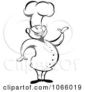 Clipart Outlined Presenting Chef Royalty Free Vector Illustration