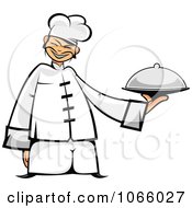Poster, Art Print Of Asian Chef Holding A Platter