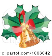 Poster, Art Print Of Christmas Bell With A Bow And Holly