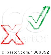 Clipart X And Check Mark Stamps Royalty Free Vector Illustration by Vector Tradition SM
