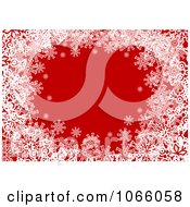 Clipart Red Background And Snowflake Frame Royalty Free Vector Illustration