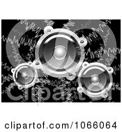 Poster, Art Print Of Music Waves And Speakers On Black