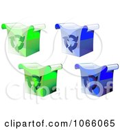 Poster, Art Print Of 3d Green And Blue Recycle Bins