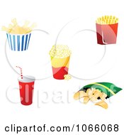 Poster, Art Print Of Chicken Fries Popcorn Soda And Potato Chips