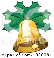 Clipart 3d Gold Bell With Holly Royalty Free Vector Illustration