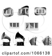 Clipart Grammophones Accordions And Keyboards Royalty Free Vector Illustration