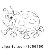 Poster, Art Print Of Outlined Happy Ladybug