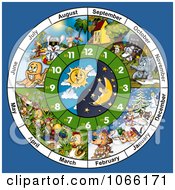 Poster, Art Print Of Animal Month And Clock Face