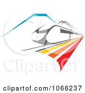 Clipart Train On A Colorful Track Royalty Free Vector Illustration