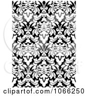 Clipart Black And White Floral Damask Pattern Royalty Free Vector Illustration