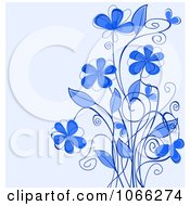 Poster, Art Print Of Blue Floral Background With Copyspace