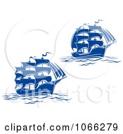 Clipart Blue Ships 2 Royalty Free Vector Illustration