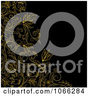 Clipart Yellow And Black Floral Background Royalty Free Vector Illustration
