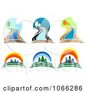 Clipart Nature Landscape Logos 2 Royalty Free Vector Illustration