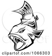 Clipart Black And White Trout 2 Royalty Free Vector Illustration