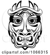 Poster, Art Print Of Tribal Mask Black And White 1