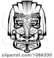 Poster, Art Print Of Tribal Mask Black And White 7