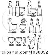 Clipart Black And White Wine Icons Royalty Free Vector Illustration