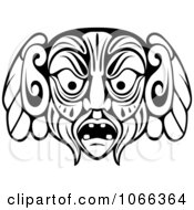 Clipart Tribal Mask Black And White 4 Royalty Free Vector Illustration by Vector Tradition SM