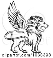 Poster, Art Print Of Outlined Winged Lion Profile