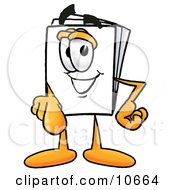Clipart Picture Of A Paper Mascot Cartoon Character Pointing At The Viewer